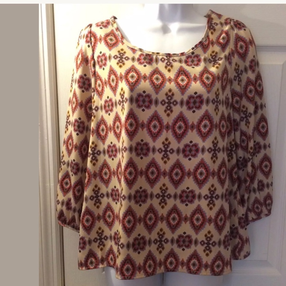 BOUTIQUE Aztec Tribal Blouse Top Shirt Jay